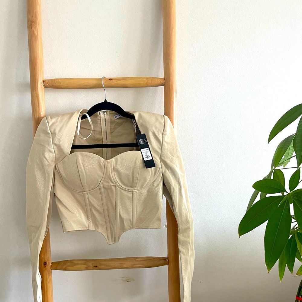 Faux leather corset top